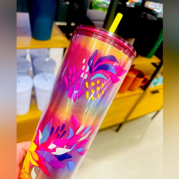 Starbucks Rainbow Floral Cold Cup Ombre Iridescent Venti Tumbler 24oz NWT 2024 - Picture 11 of 12